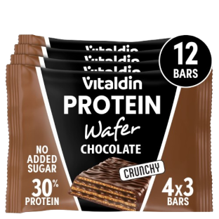 12 x Barritas Wafer proteicas, de Chocolate y con Colágeno - Energía y Sabor