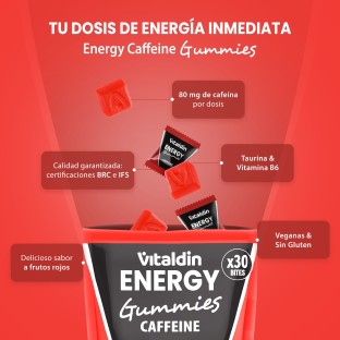 Gominolas de Cafeína y Taurina frutos rojos - Vitaldin