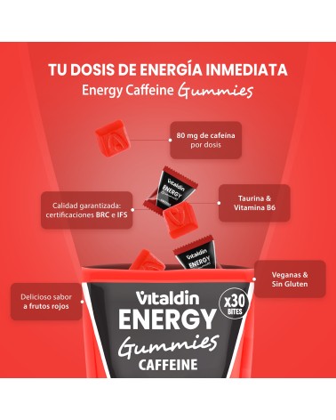 Caffeine and Taurine gummies red fruits - Vitaldin