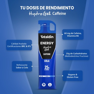 Hydro Energy Gel Cafeína Sabor Cola – Caja 24 geles energéticos x 55 ml