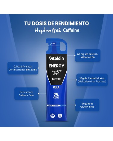 Hydro Energy Gel Cafeína Sabor Cola – Caja 24 geles energéticos x 55 ml