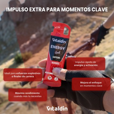 Energy Gel Cafeína Sabor Frutos Rojos – Caja 24 geles energéticos x 40 gr