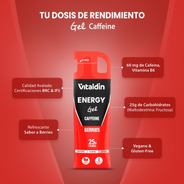 24 x Gel energético de Cafeína y frutos rojos - Vitaldin