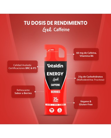 Energy Gel Cafeína Sabor Frutos Rojos – Caja 24 geles energéticos x 40 gr