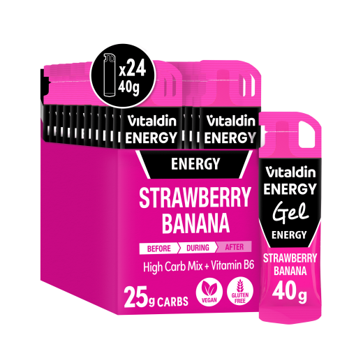 Gel energético sin Cafeína fresa y plátano - Vitaldin