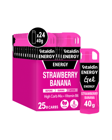 24 x Caffeine Free Strawberry & Banana Energy Gel - Vitaldin