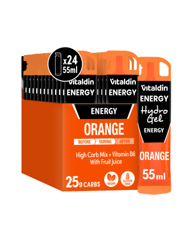 Hydro Energy Gel Sabor Naranja (Sin Cafeína) – Caja 24 geles energéticos x 55 ml