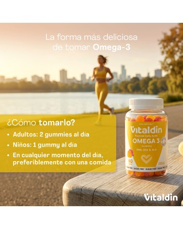Omega 3 en gominolas sin azúcar con vitaminas A, D y E