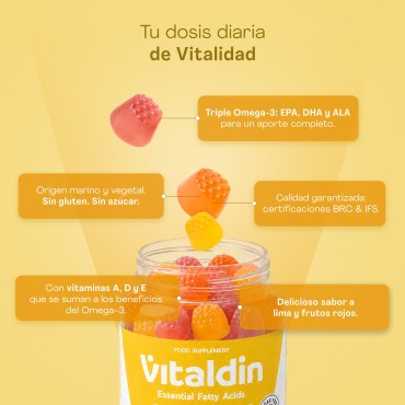 Gominolas de Omega 3 con Vitaminas A, D, E y Sin azúcar