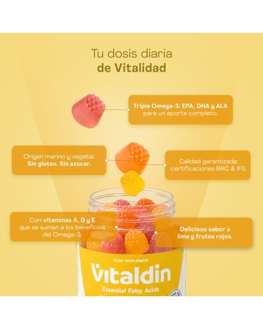 Omega 3 en gominolas sin azúcar con vitaminas A, D y E
