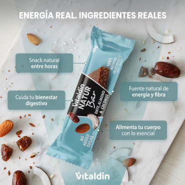 12 x Barritas Energéticas Natur Bar Almendra y  Coco - Vitaldin