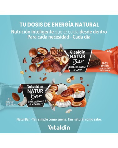 Pack Barritas Energéticas Natur Bar 100% naturales Almendra y Coco - Vitaldin