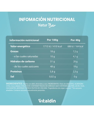 12x Natur Bar Almond & Coconut - Vitaldin