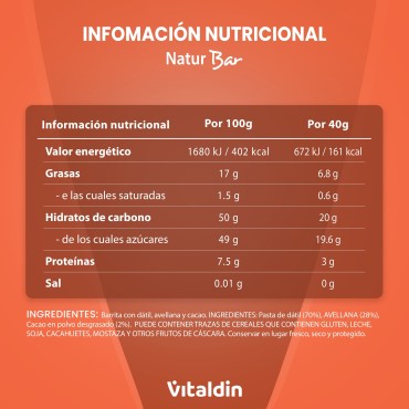 12 x NaturBar Hazelnut & Cocoa Paleo Energy Bars - Vitaldin