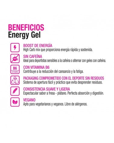 Gel energético sin Cafeína fresa y plátano - Vitaldin