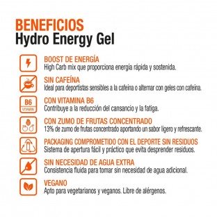 Gel energético Hydro sin cafeína naranja - Vitaldin