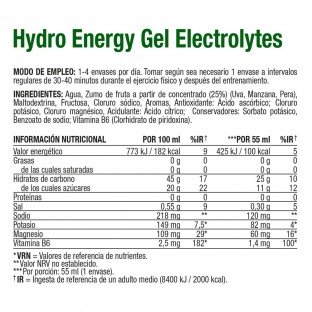 24 x Gel energético Hydro electrolitos lima - Vitaldin