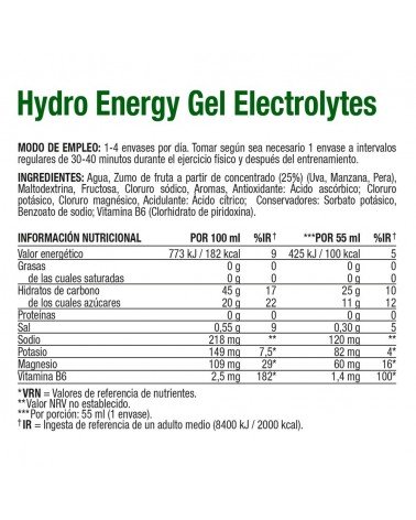 24 x Gel energético Hydro electrolitos lima - Vitaldin
