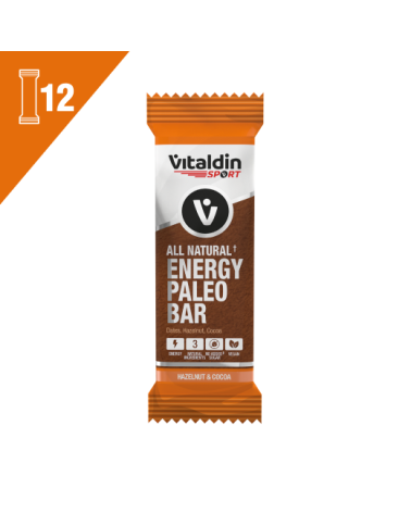 12 x 100% natural Paleo Hazelnut & Cocoa Paleo Energy Bars - Vitaldin
