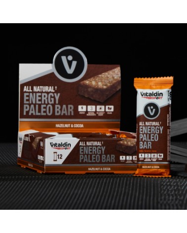 12 x 100% natural Paleo Hazelnut & Cocoa Paleo Energy Bars - Vitaldin