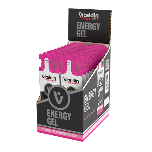 24 x Gel energético sin Cafeína fresa y plátano - Vitaldin